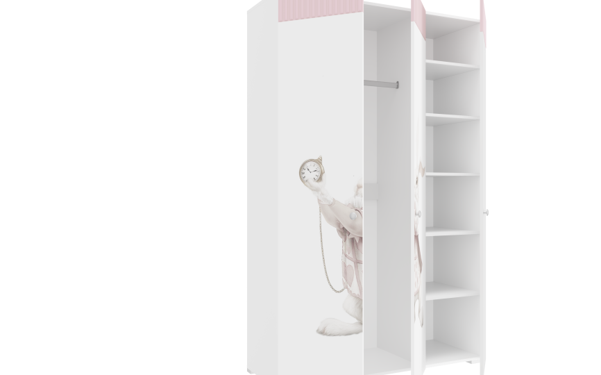 Шкаф трехдверный Алиса, штанга и полки