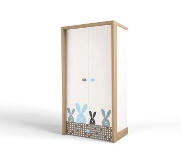 Шкаф 2-х дверный MIX BUNNY голубой