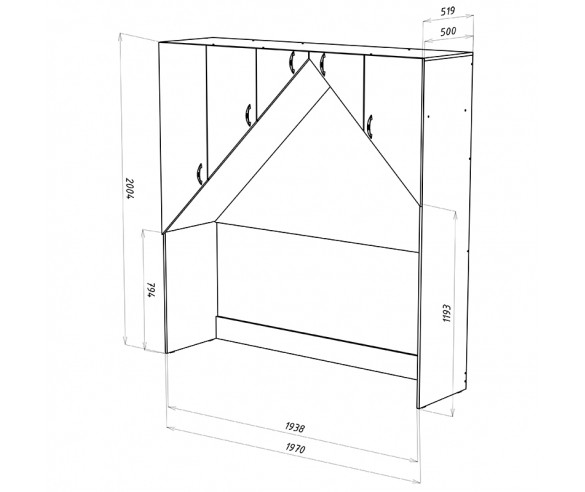Шкаф-ниша (Мост надкроватный) Нордик (большой) НД-08