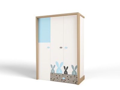 Шкаф 3-х дверный MIX BUNNY голубой