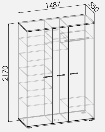 Шкаф 3-х створчатый Сплит под гладильную доску Ш3.G Шкаф 3-х створчатый Сплит под гладильную доску Ш3.G