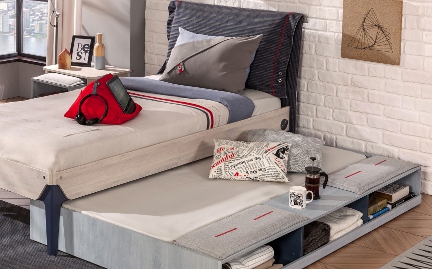 Кровать выдвижная с полочками "Trio" 190х90 см, T-1305