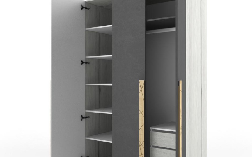 Шкаф 3-х створчатый "Нью Тон Грэй"