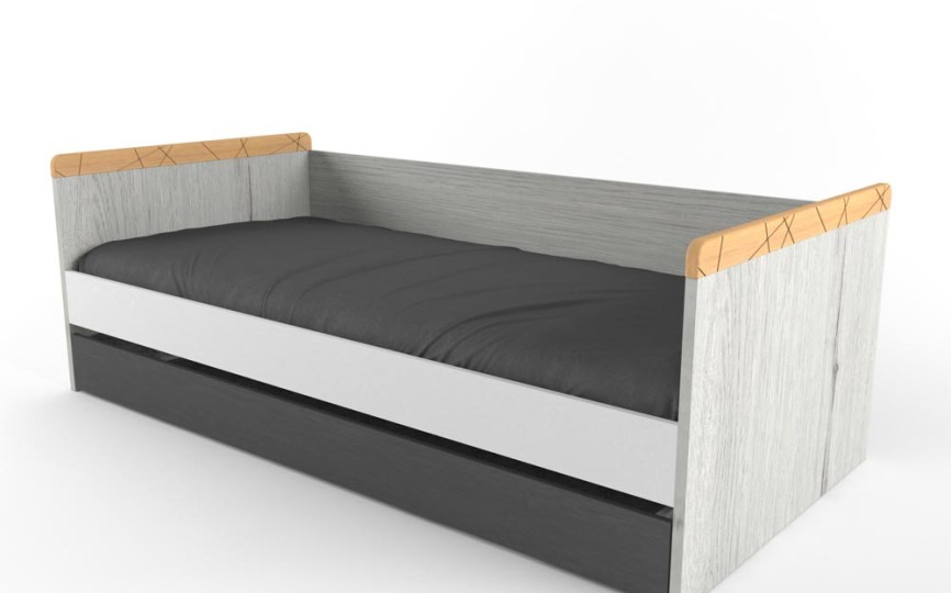 Кровать большая "Нью Тон Грэй" с дополнительным спальным местом (200х90 см) 