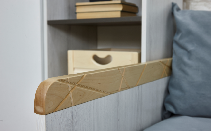 Кровать большая "Нью Тон Грэй" с дополнительным спальным местом (200х90 см) 