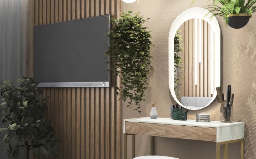 Комплект Столик туалетный  и зеркало Тури Белый