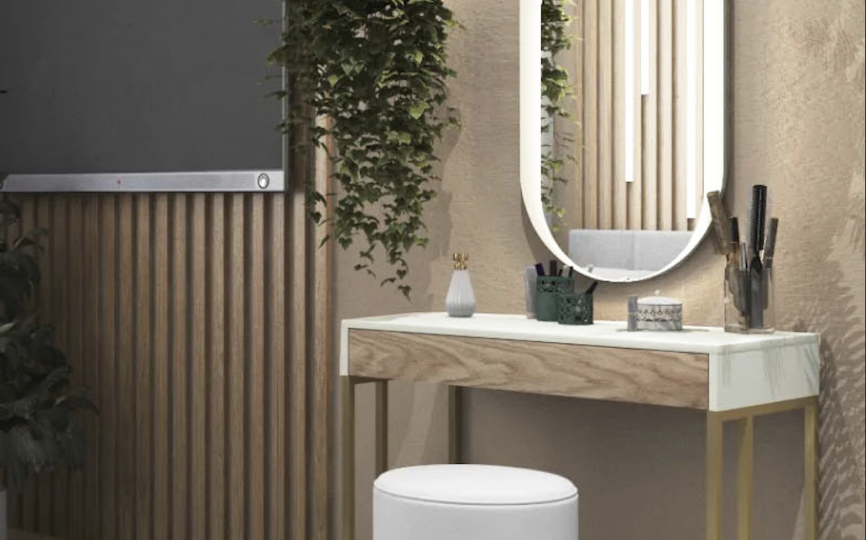 Комплект Столик туалетный  и зеркало Тури Белый