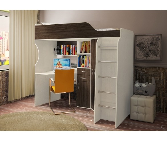 Кровать-чердак Фанки Кидз 7СВ + лестница комод 13/8СВ