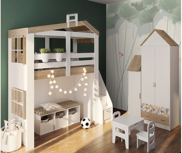 Шкаф 2-х дверный с ящиками Сканди СК-13/3 