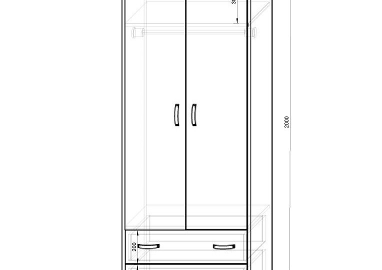Шкаф 2-х дверный с ящиками Сканди СК-13/3 