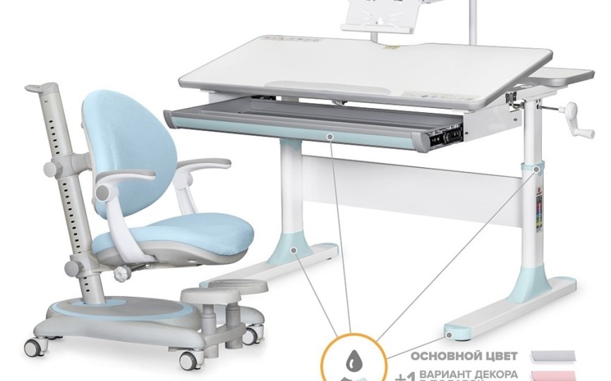 Комплект парта Edmonton Multicolor + кресло Ortoback Plus + полка (BD-610 W/MC + S-50 + Y-508 Plus)