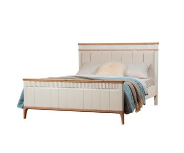 Кровать Грета №20, мягкая, верх с фрезеровкой, высокое изножье