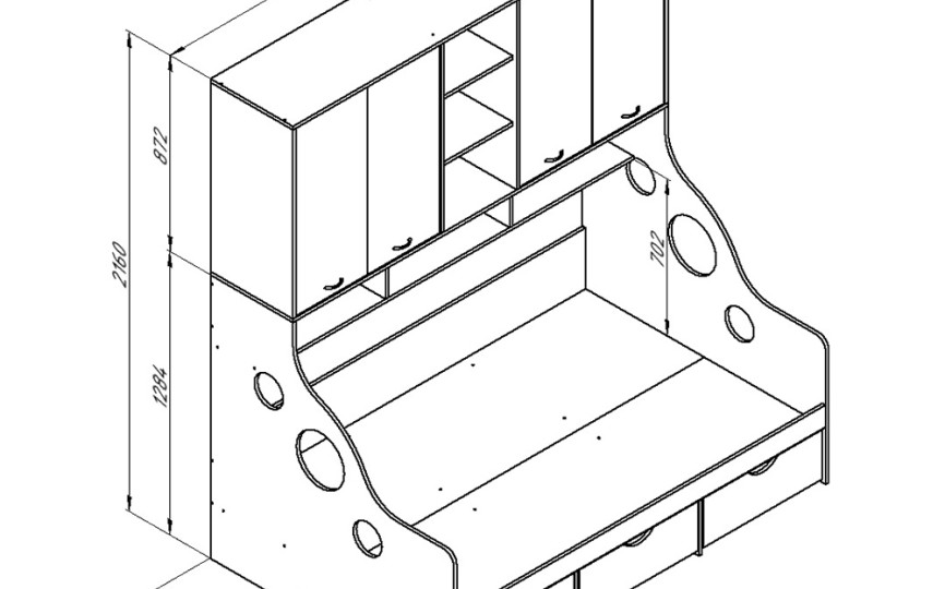 Детская кровать с антресолью Дельта-21.01 120х190см.