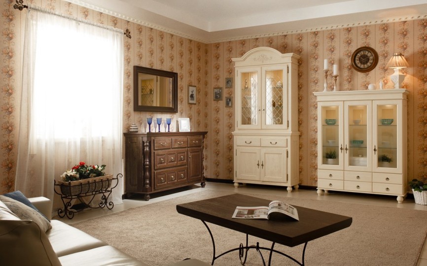 Сервант трехдверный Бьёрт на круглых ножках 1-4