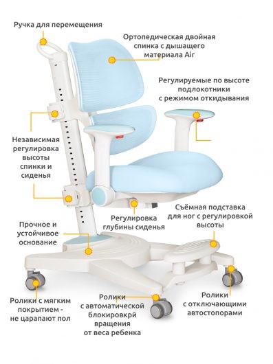 Комплект парта Montreal 2 + кресло Ergokids Space Air (BD-670-2 MC/WG с полкой + Y-609)