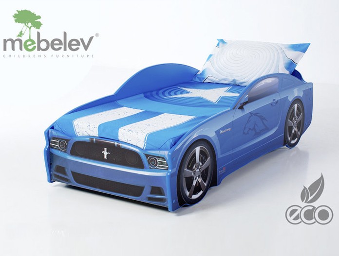 Кровать-машина "Мустанг" синяя