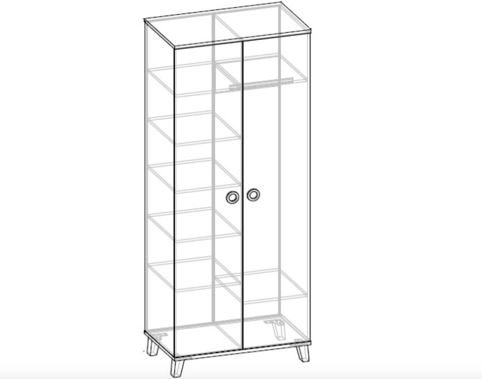 Шкаф 2-х створчатый Смарти Вайт Ш2 Шкаф 2-х створчатый Смарти Вайт Ш2