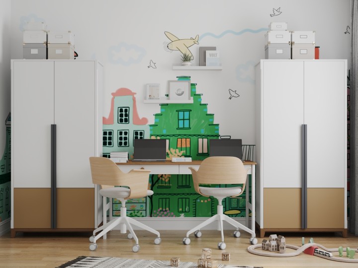 Шкаф 2-х дверный Альпина 9, с бежевой вставкой Шкаф 2-х дверный Альпина 9, с бежевой вставкой