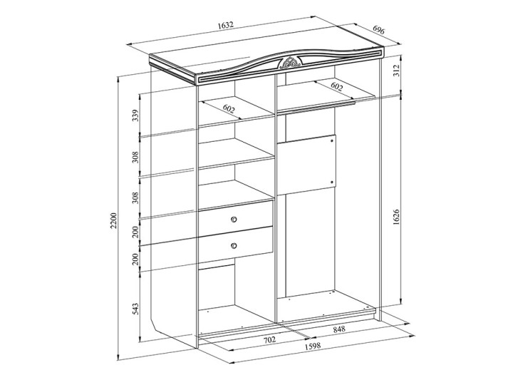 Шкаф-купе с зеркалом Ассоль Плюс АС-16 