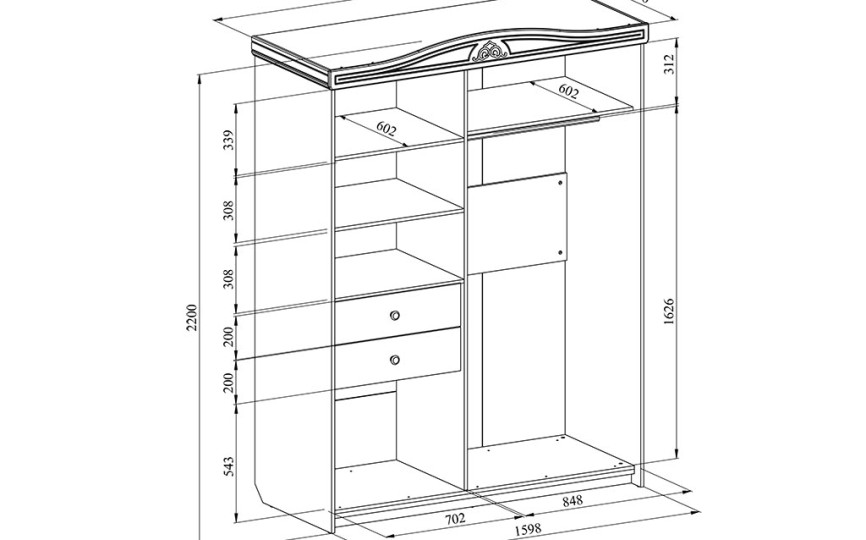 Шкаф-купе с зеркалом Ассоль Плюс АС-16 Шкаф-купе с зеркалом Ассоль Плюс АС-16