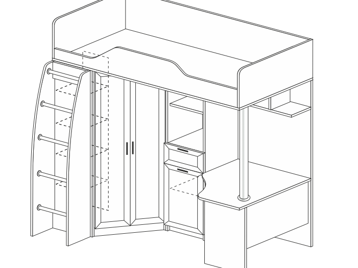 Кровать чердак ДН-85, Единорожек
