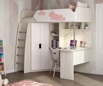 Кровать чердак ДН-85, Единорожек