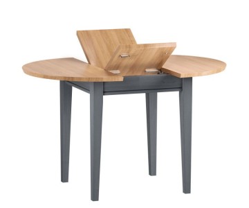 Стол обеденный Форест Графит круглый раскладной 110-145 серый 7012/бейц-масло